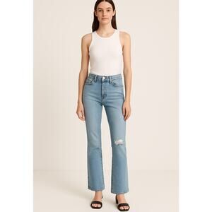 Pilcro The Icon Bootcut Jeans Size 26 Light Wash Distressed Knee Stretch